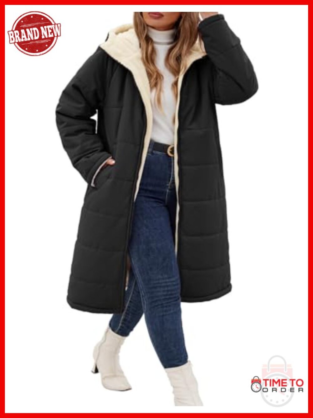Reversible Fleece Lined Plus Size Hooded Winter Coat